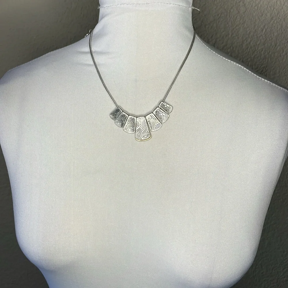 NWT The Sak Paddle Charm Necklace Silver Gold Tone